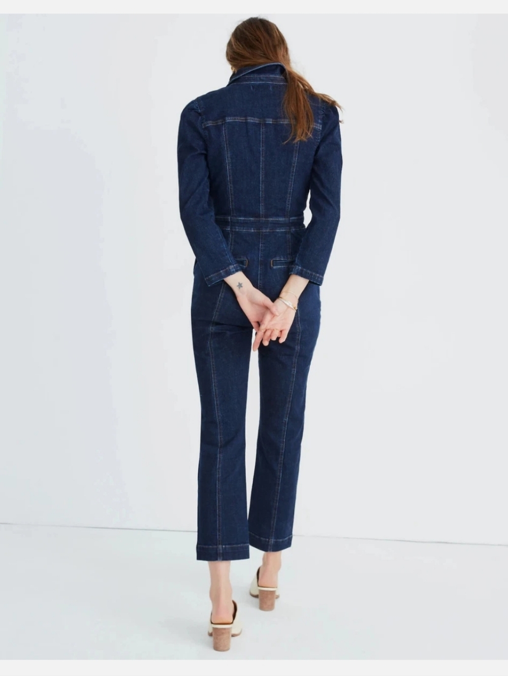 Madewell Denim Jumpsuit Puff Sleeve Size 6 - Picture 2 of 8